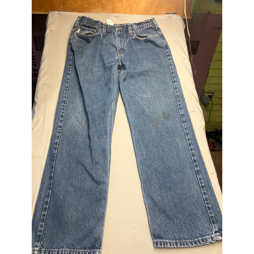 Carhartt B460 DVB Relaxed Fit Jeans Mens 36x32 Blue Denim Straight Leg Workwear